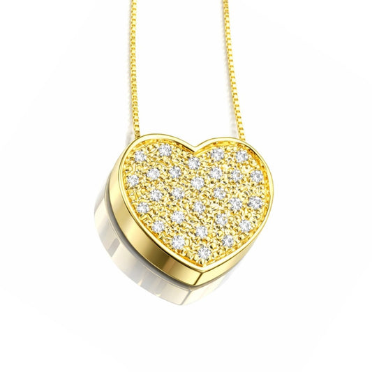 Collana con pendente cuore con diamanti ct 0,30 in oro giallo 18kt (750)