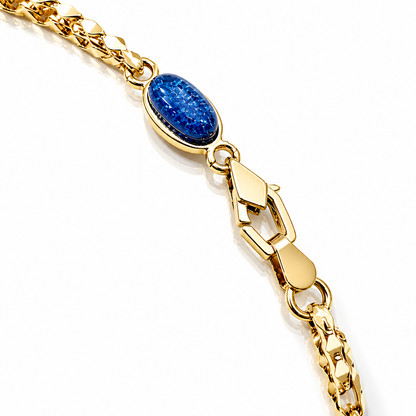 Bracciale con lapislazzulo maglia bamboo in oro giallo 18kt (750) - 3.85 gr - oreficeria