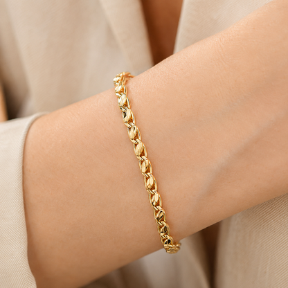 Bracciale maglia piastra bombata in oro giallo 18kt (750) - 5.70 gr - Oreficeria