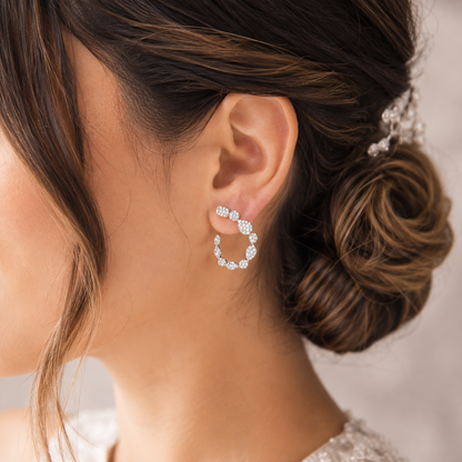 Orecchini Astralia semicerchio con diamanti ct 1,28 in oro bianco 18kt (750)