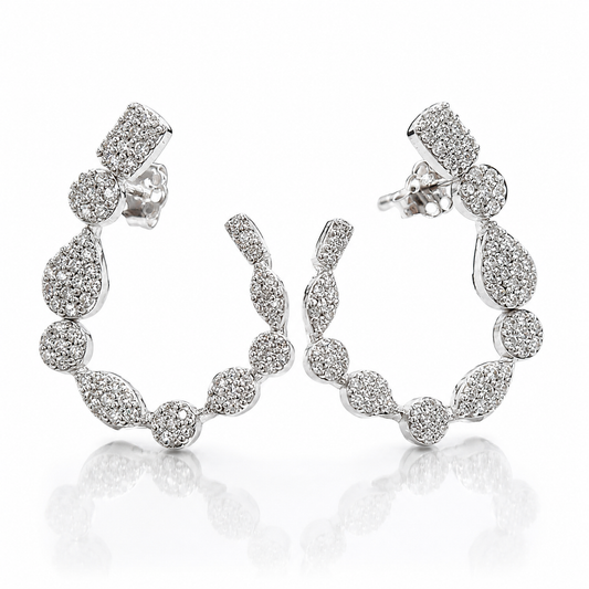 Orecchini Astralia semicerchio con diamanti ct 1,28 in oro bianco 18kt (750)