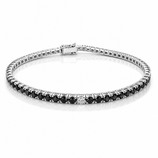 Bracciale Tennis diamanti neri ct 4,50 e diamanti bianchi ct 0,50 in oro bianco 18kt (750)