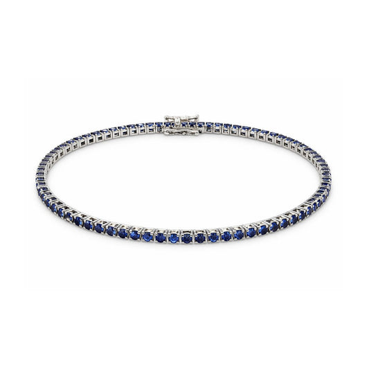 Bracciale Tennis con zaffiro blu ct 2,55 - 19 cm - in oro bianco 18kt (750)