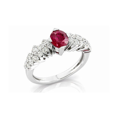 Anello con Rubino ct 0,80 e Diamanti ct 0,67 in oro bianco 18kt (750)
