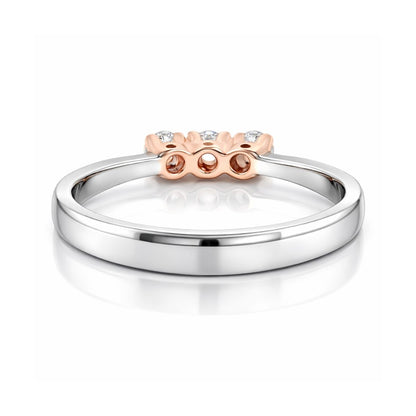 Anello trilogy con diamanti ct 0,45 in oro bianco e rosa 18kt (750)