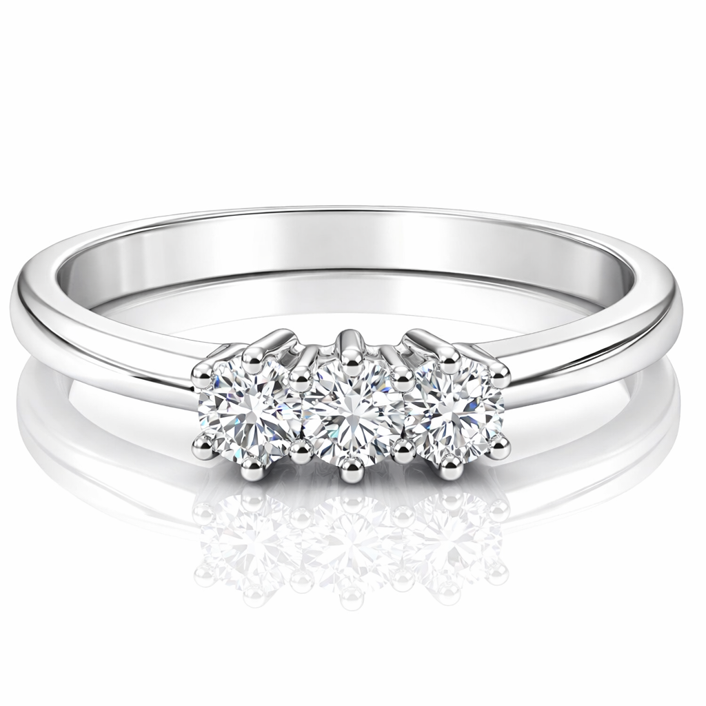Anello modello trilogy con diamanti ct 0,24 in oro bianco 18kt (750)
