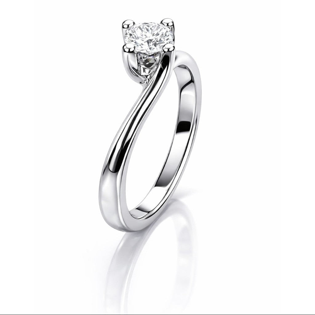 Anello solitario modello Valentino con diamanti ct 0,30 in oro bianco 18kt (750)
