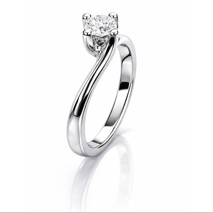 Anello solitario modello Valentino con diamanti ct 0,30 in oro bianco 18kt (750)