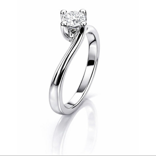 Anello solitario con diamanti ct 0,20 in oro bianco 18kt (750)