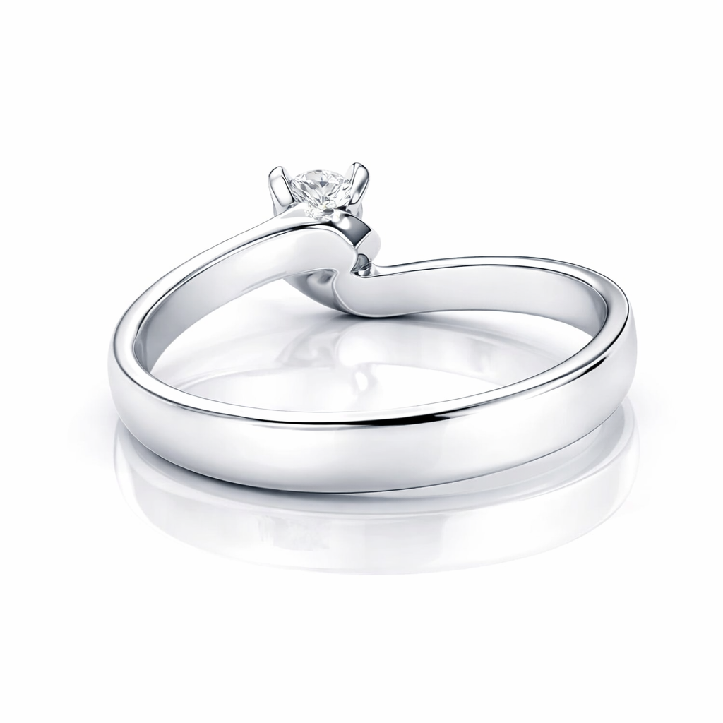Anello solitario con diamanti ct 0,20 in oro bianco 18kt (750)
