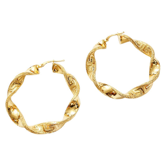Orecchini torchon con greca in oro 18kt (750) - 5.80 gr - Oreficeria