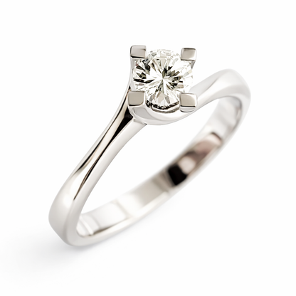 Anello solitario Valentino con Diamante ct 0,30 in oro bianco 18kt (750)