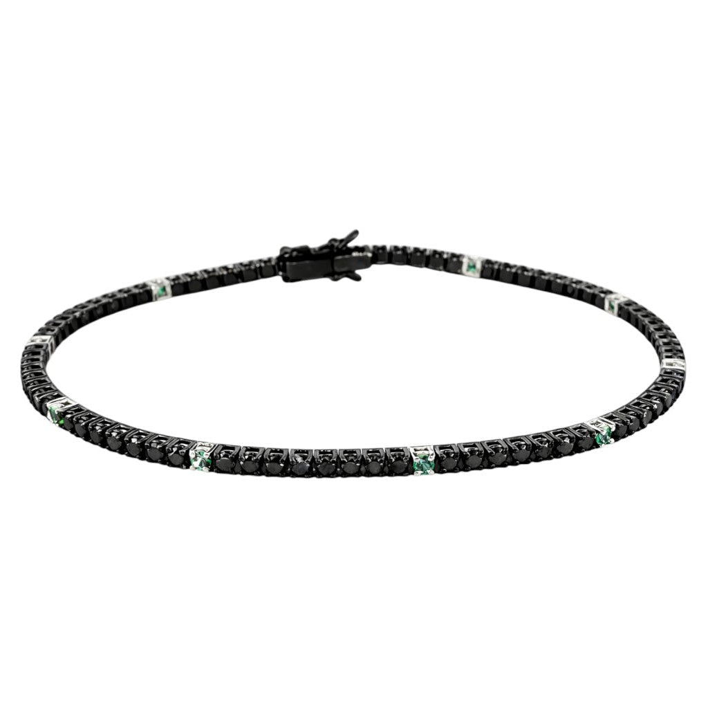 Bracciale Tennis Astralia con Smeraldi 0,28 ct e Diamanti neri 2,17 ct in oro bianco 18kt (750)