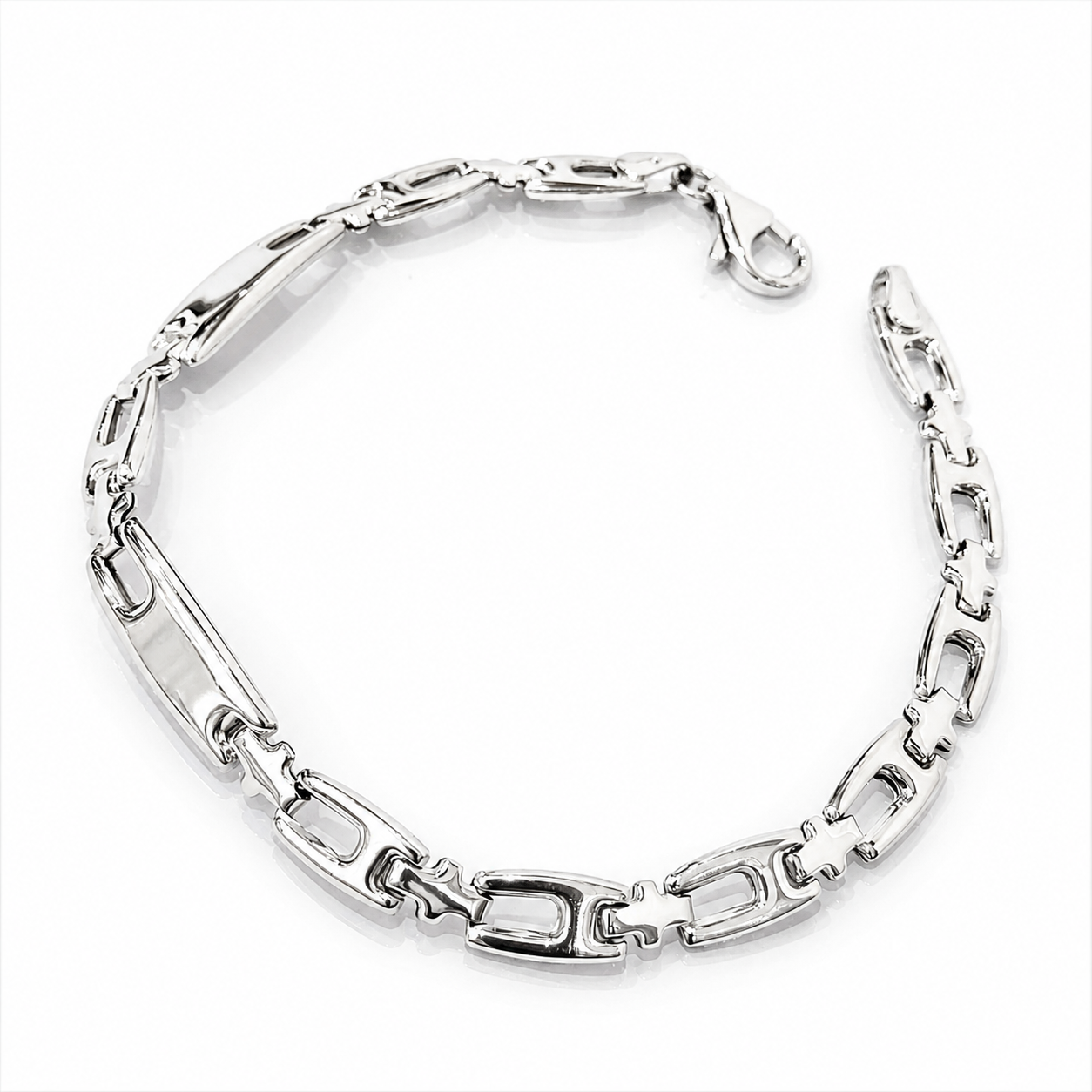 Bracciale piastre lucide in oro bianco 18kt (750) - 9.40 gr - oreficeria