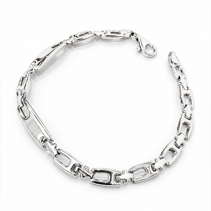 Bracciale piastre lucide in oro bianco 18kt (750) - 9.40 gr - oreficeria