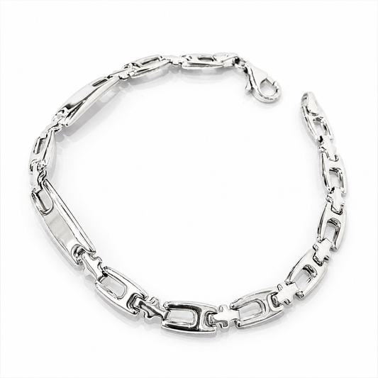 Bracciale piastre lucide in oro bianco 18kt (750) - 9.40 gr - oreficeria