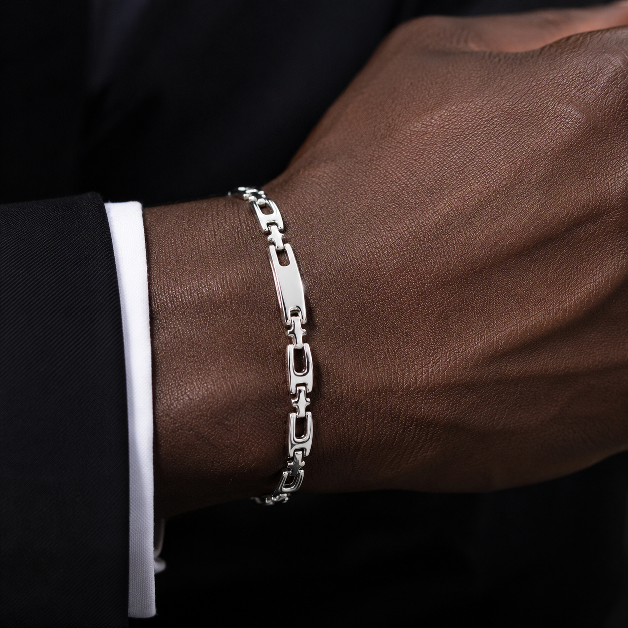 Bracciale piastre lucide in oro bianco 18kt (750) - 9.40 gr - oreficeria