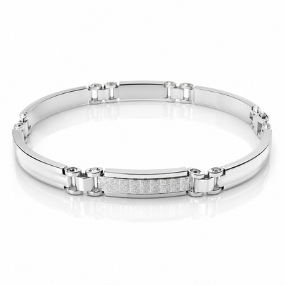 Bracciale piastre rettangolari lucide e satinate in oro bianco 18kt (750) - 8.20 gr - Oreficeria