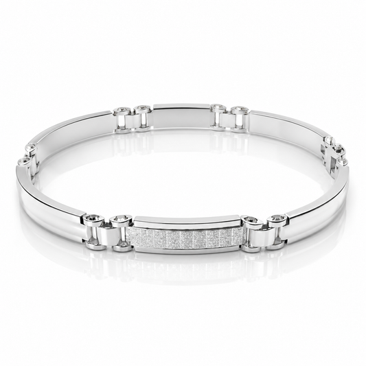 Bracciale piastre rettangolari lucide e satinate in oro bianco 18kt (750) - 8.20 gr - Oreficeria