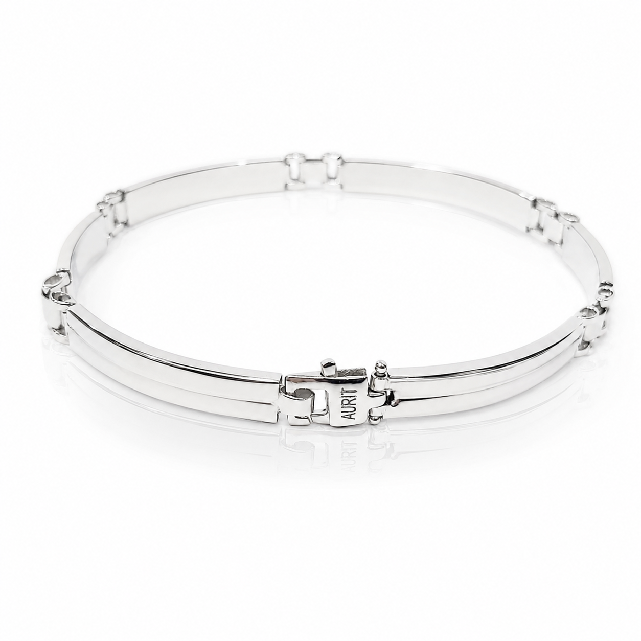 Bracciale piastre rettangolari lucide e satinate in oro bianco 18kt (750) - 8.20 gr - Oreficeria
