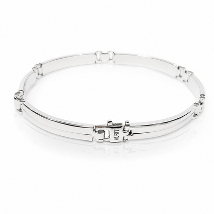 Bracciale piastre rettangolari lucide e satinate in oro bianco 18kt (750) - 8.20 gr - Oreficeria