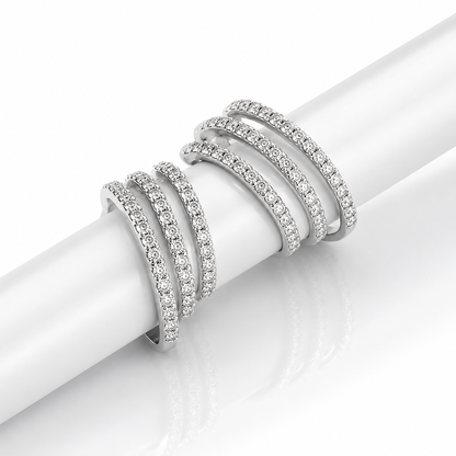 Orecchini cerchio multi fili con diamanti ct 0,70 in oro bianco 18kt (750)