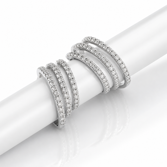 Orecchini cerchio multi fili con diamanti ct 0,70 in oro bianco 18kt (750)