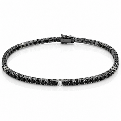 Bracciale Tennis con diamanti neri ct 5,92 e diamanti bianchi ct 0,30 in oro bianco e brunito 18kt (750)