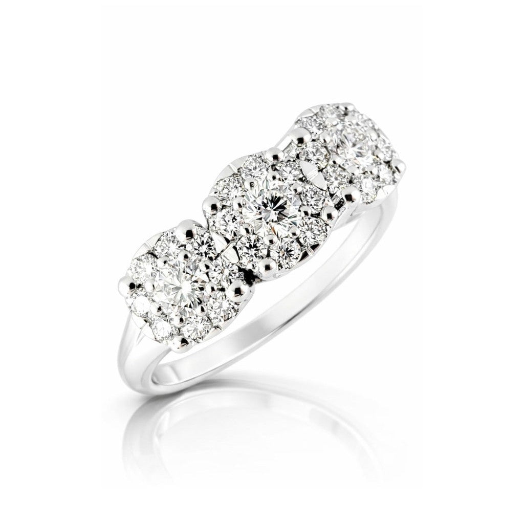 Anello trilogy magic con diamanti 0,93 ct in oro bianco 18kt (750)