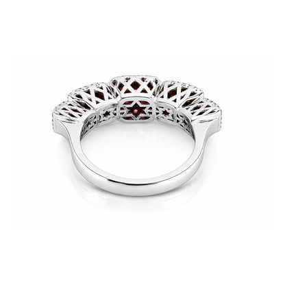 Anello riviera magic con Diamanti ct 0,57 e Rubini ct 0,95 in oro bianco 18kt (750)