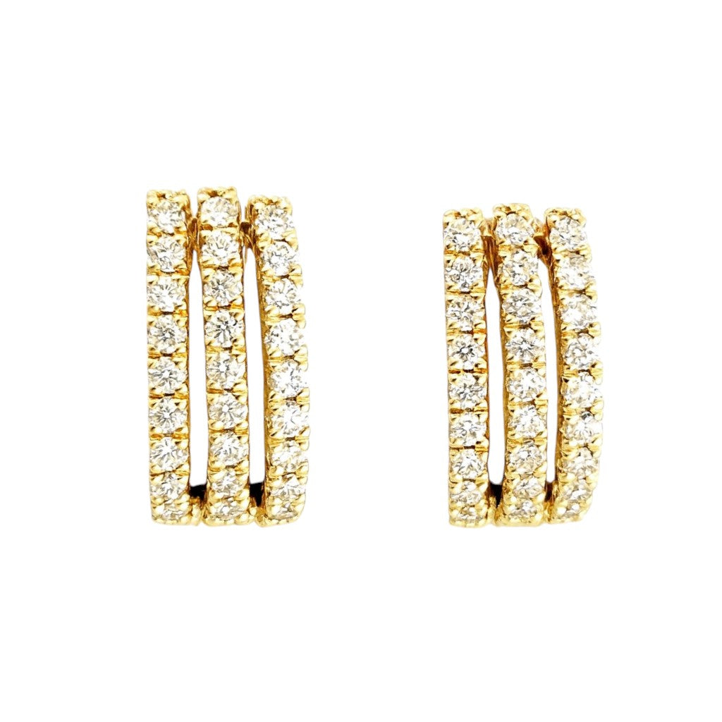 Orecchini con 3 file di diamanti ct 0,42 in oro giallo 18kt (750)