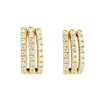 Orecchini con 3 file di diamanti ct 0,42 in oro giallo 18kt (750)