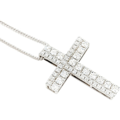 Collana Croce in Oro Bianco 18K con Diamanti 0,50 ct