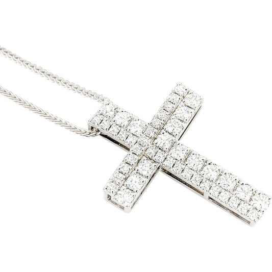 Collana Croce in Oro Bianco 18K con Diamanti 0,50 ct