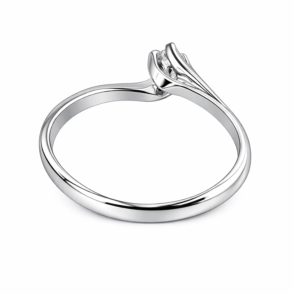 Anello solitario Valentino con Diamante ct 0,10  in oro bianco 18kt (750)