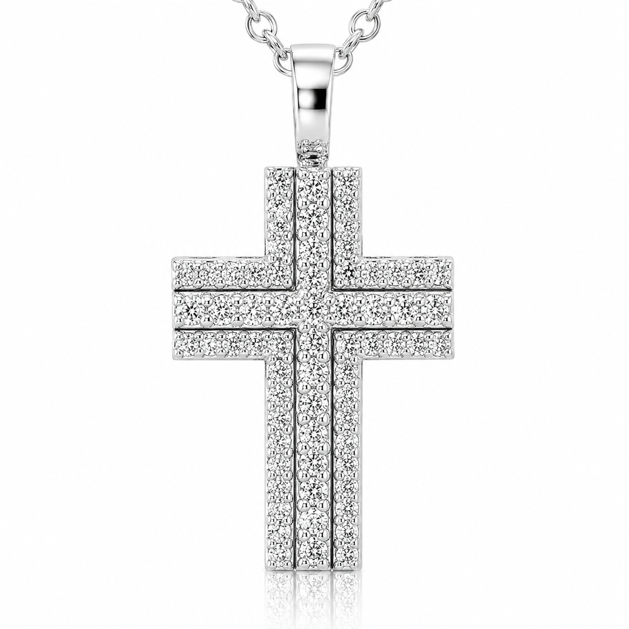 Collana croce con diamanti ct 0,45 in oro bianco 18kt (750)
