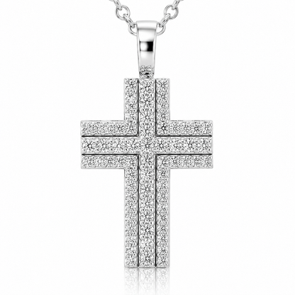 Collana croce con diamanti ct 0,45 in oro bianco 18kt (750)