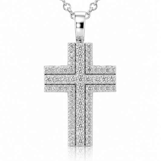 Collana croce con diamanti ct 0,45 in oro bianco 18kt (750)