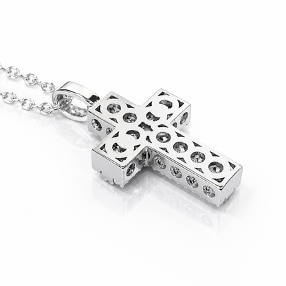 Collana croce con diamanti ct 0,45 in oro bianco 18kt (750)