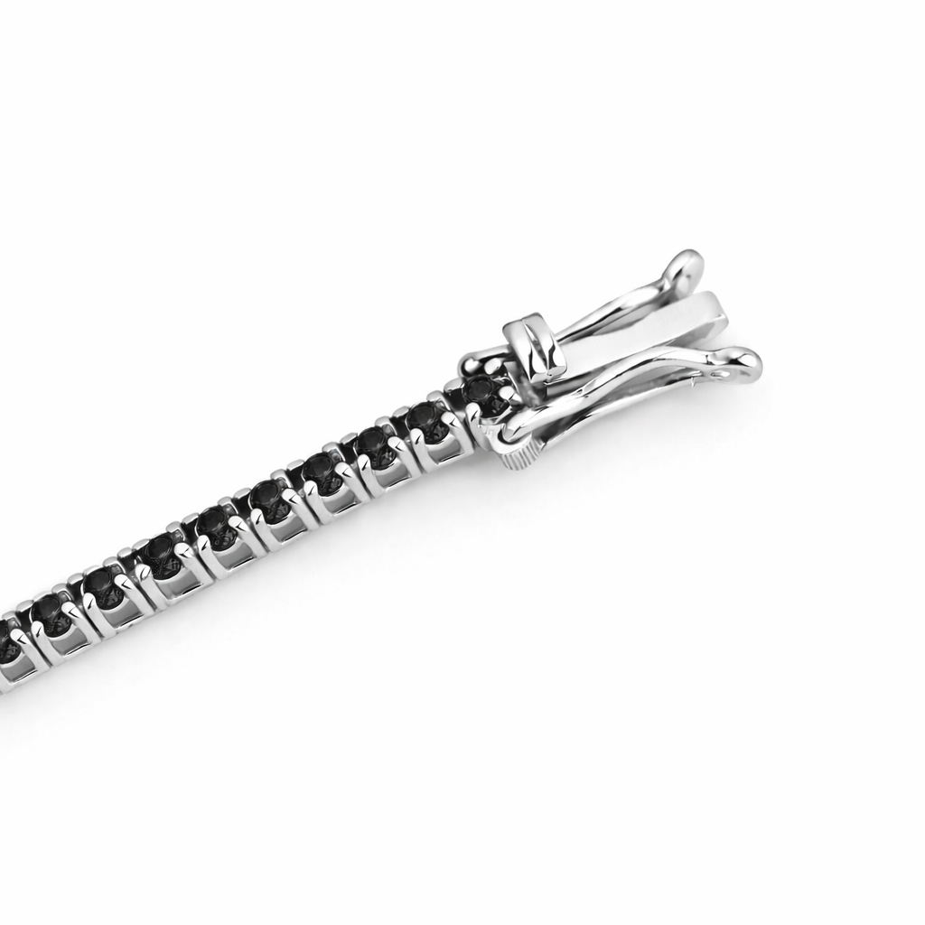 Bracciale Tennis diamanti neri ct 2,02 diamanti bianchi ct 0,15 in oro bianco e brunito 18kt (750)
