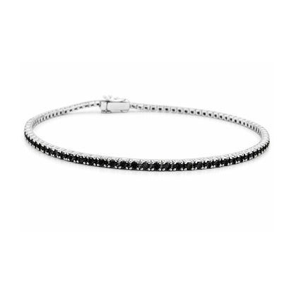 Bracciale Tennis con Diamanti neri ct 1,78 - 20cm -  in oro bianco 18Kt (750)