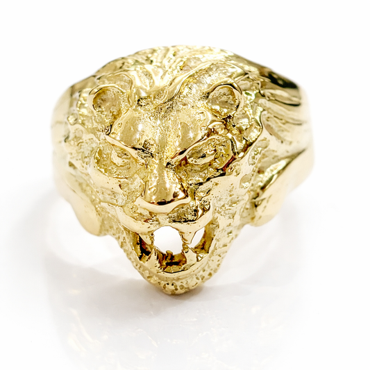 Anello testa di leone in oro giallo 18 kt (750) - 28gr - Oreficeria