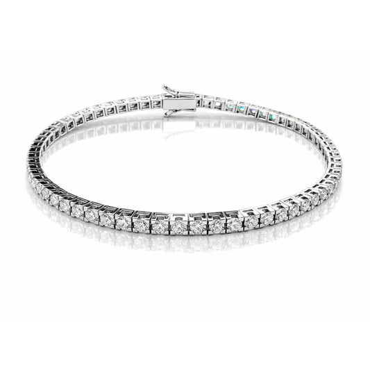 Bracciale tennis con diamanti bianchi Ct 3,10 - 17 cm - in oro bianco 18kt (750)
