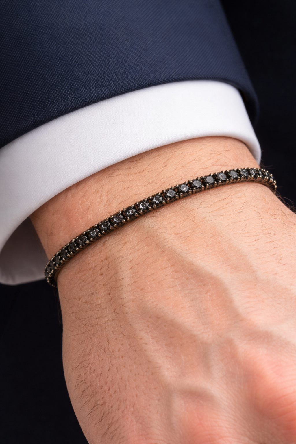 Bracciale Tennis con Diamante ct 5,35 - 21cm - in oro bianco brunito 18kt (750)