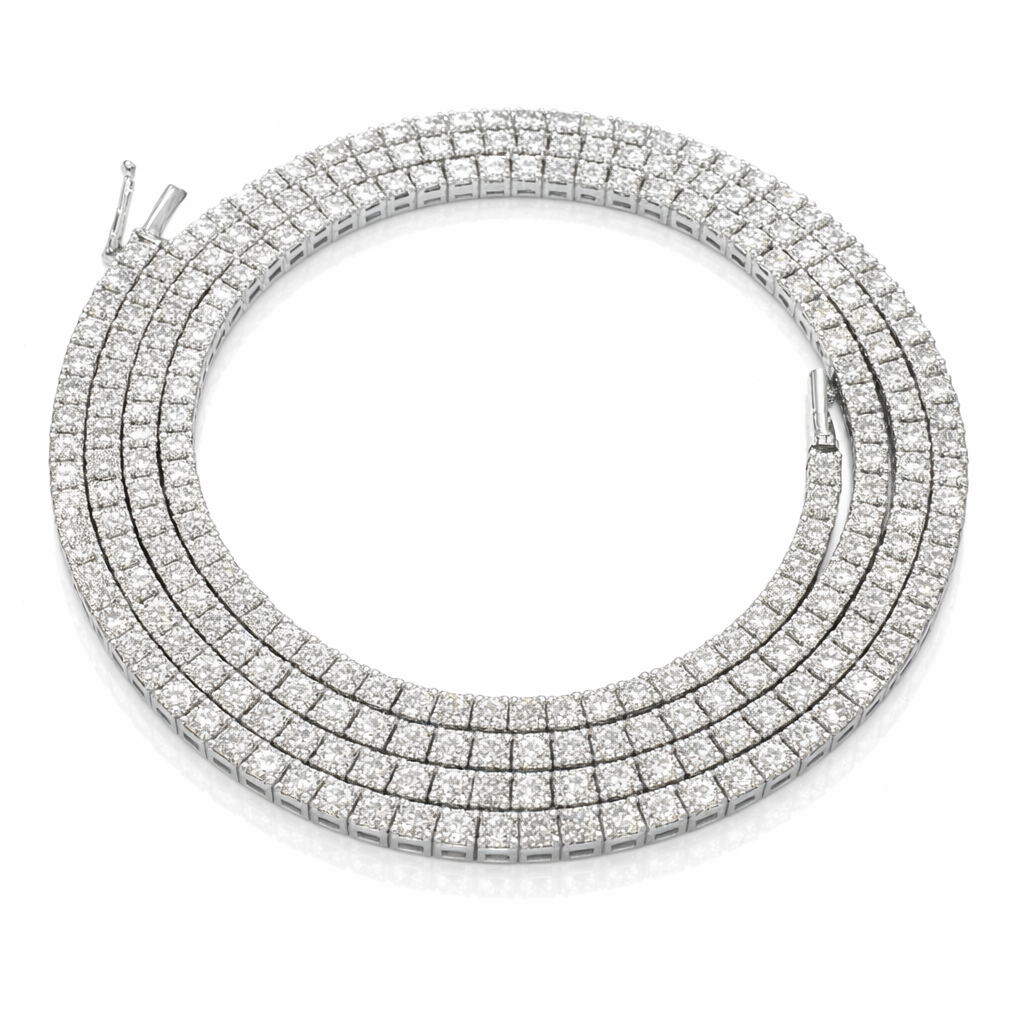 Collana Tennis con diamanti ct 5,35 in oro bianco 18Kt (750) - 50 cm - Certificato Gem Tech