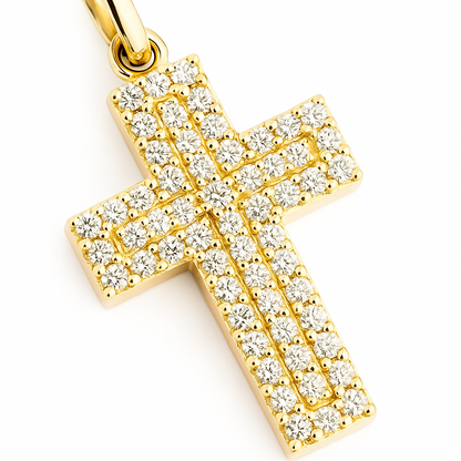 Pendente croce in oro giallo 18K con diamanti ct 0,28