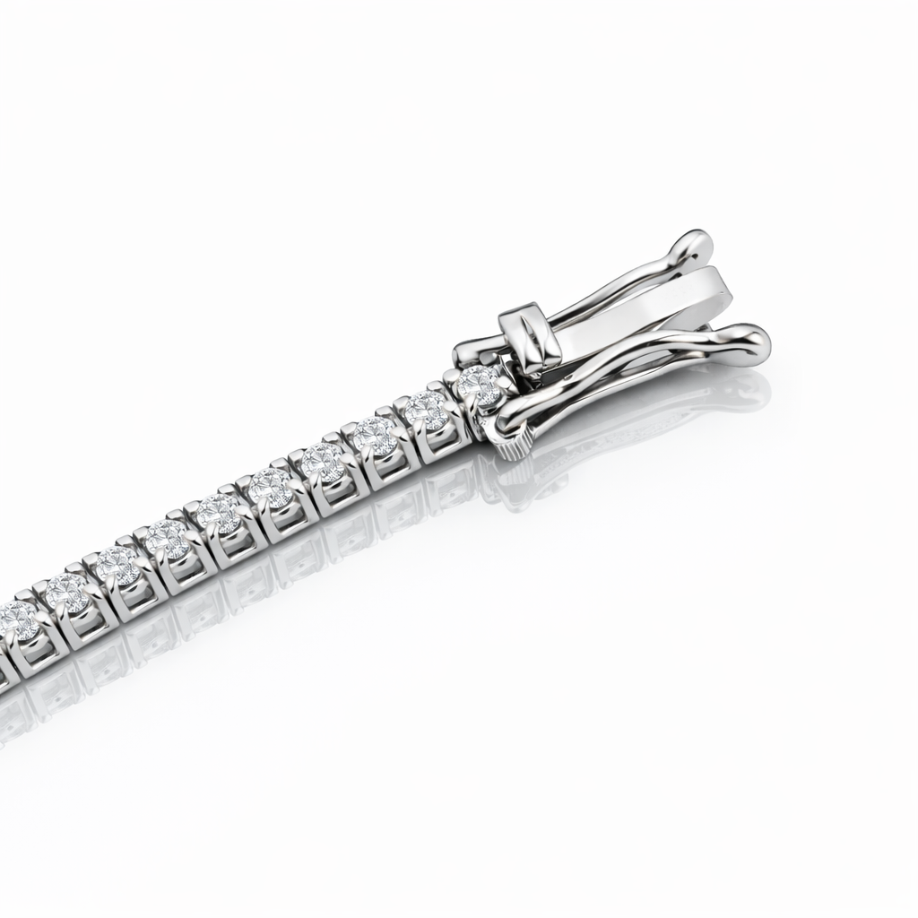 Bracciale tennis piramidale con diamanti bianchi ct 0,91  in oro bianco 18kt (750) - 20cm