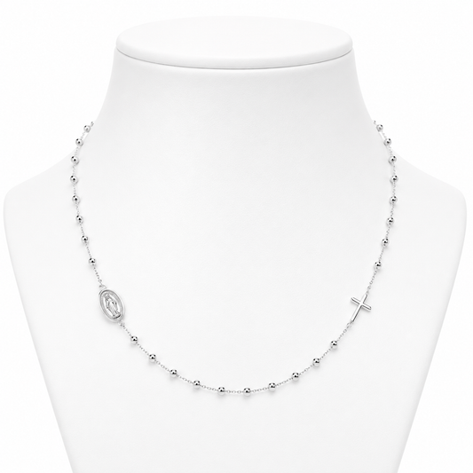 Girocollo Rosario in oro bianco 18kt (750) - 3 gr - Oreficeria