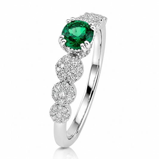 Anello veretta magic con smeraldo ct 0.25 e diamanti ct 0.26 in oro bianco 18kt (750)