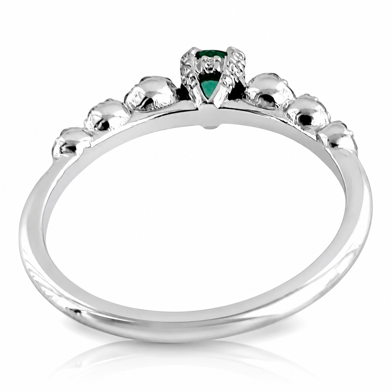 Anello veretta magic con smeraldo ct 0.25 e diamanti ct 0.26 in oro bianco 18kt (750)